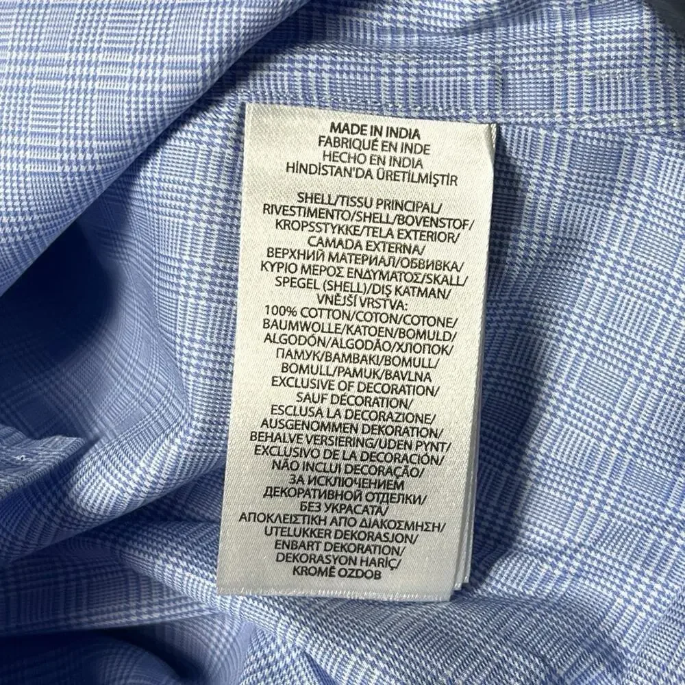 NWT‎ Polo Ralph Lauren Slim Fit Easy Care Button Up Plaid Blue Shirt 14.5 32/33